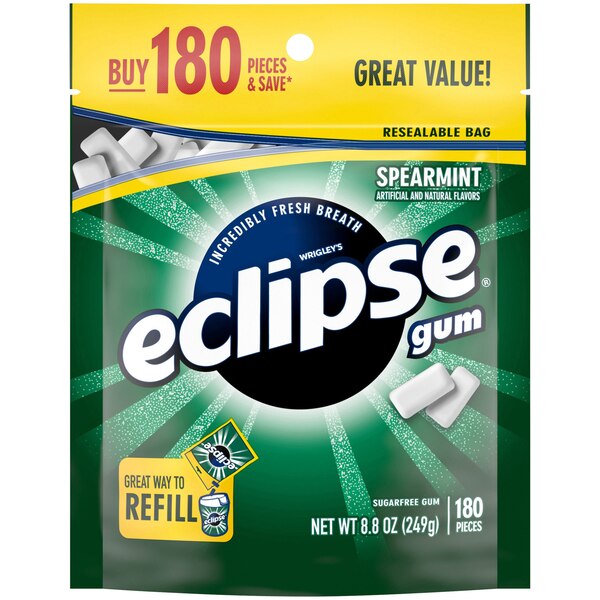 Eclipse Spearmint Sugar Free Chewing Gum Value Pack, 180 ct