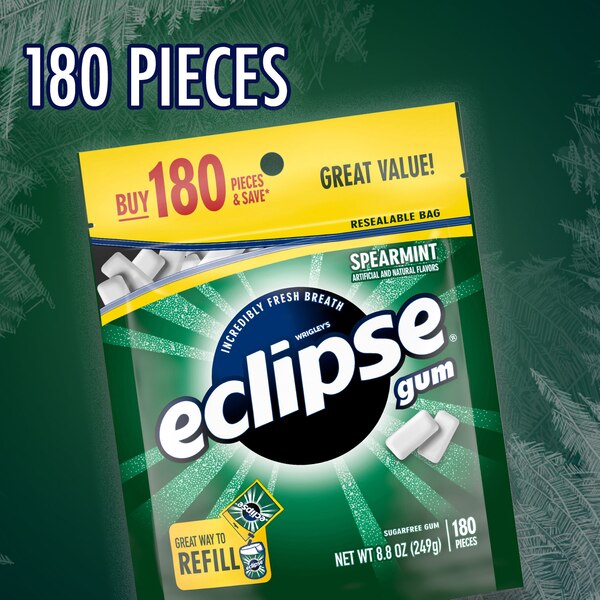 Eclipse Spearmint Sugar Free Chewing Gum Value Pack, 180 ct
