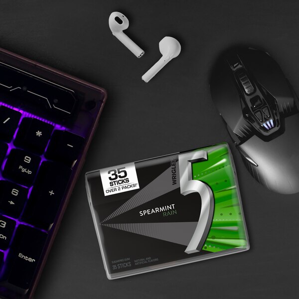 5 Gum Spearmint Rain Sugarfree Gum, Spearmint Rain