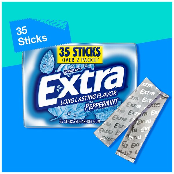 Extra Gum Peppermint Sugar Free Chewing Gum, 35 ct