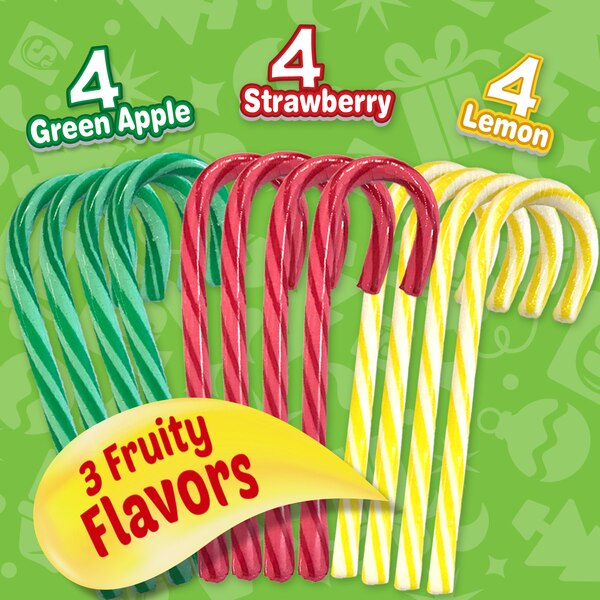 Starburst Candy Canes 3 Flavor Assortment, 12 ct, 5.28 oz