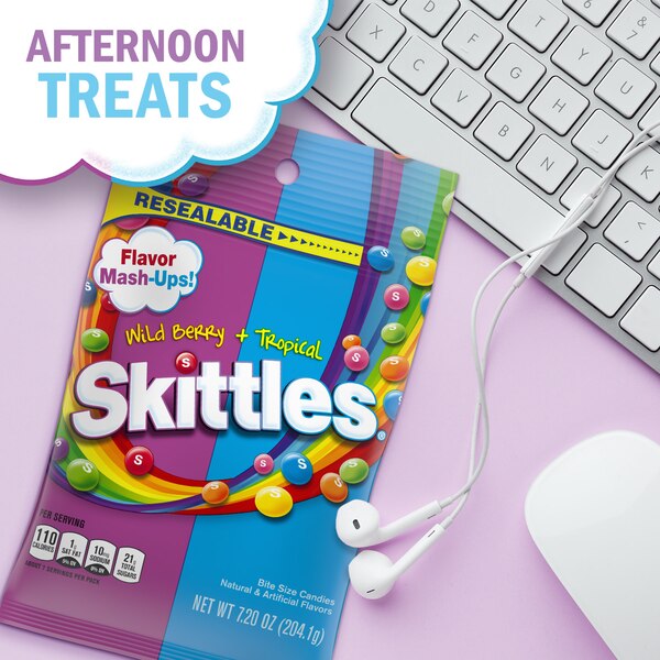 Skittles Flavor Mash-Ups Wild Berry and Tropical Chewy Candy, 7.2 oz