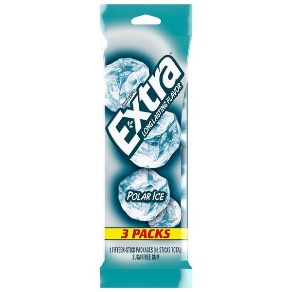 Extra, Polar Ice Sugar Free Chewing Gum, 15 ct (3 Pack)