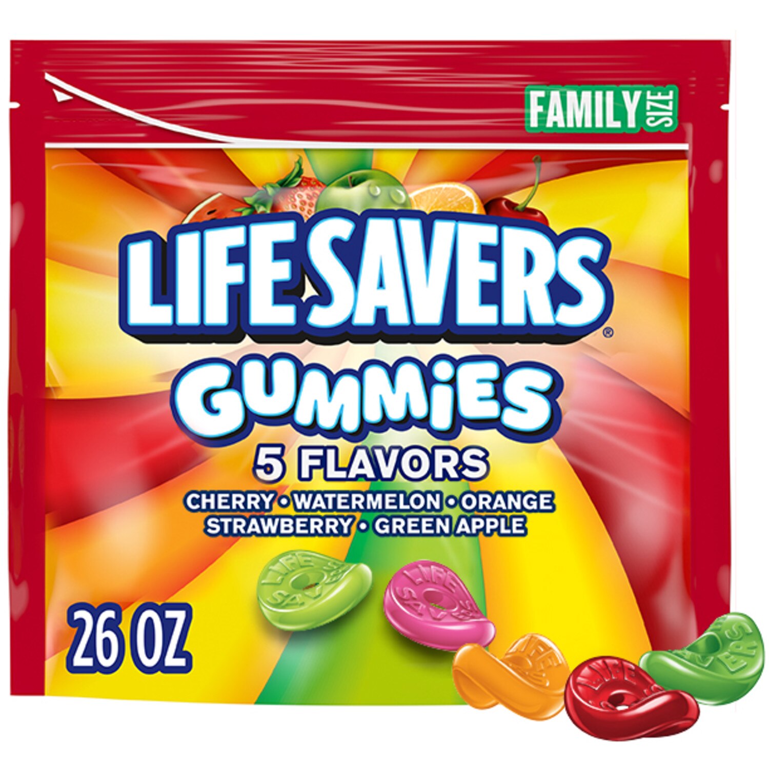 LIFE SAVERS Gummy Candy, 5 Flavors, Family Size, 26 oz Bag