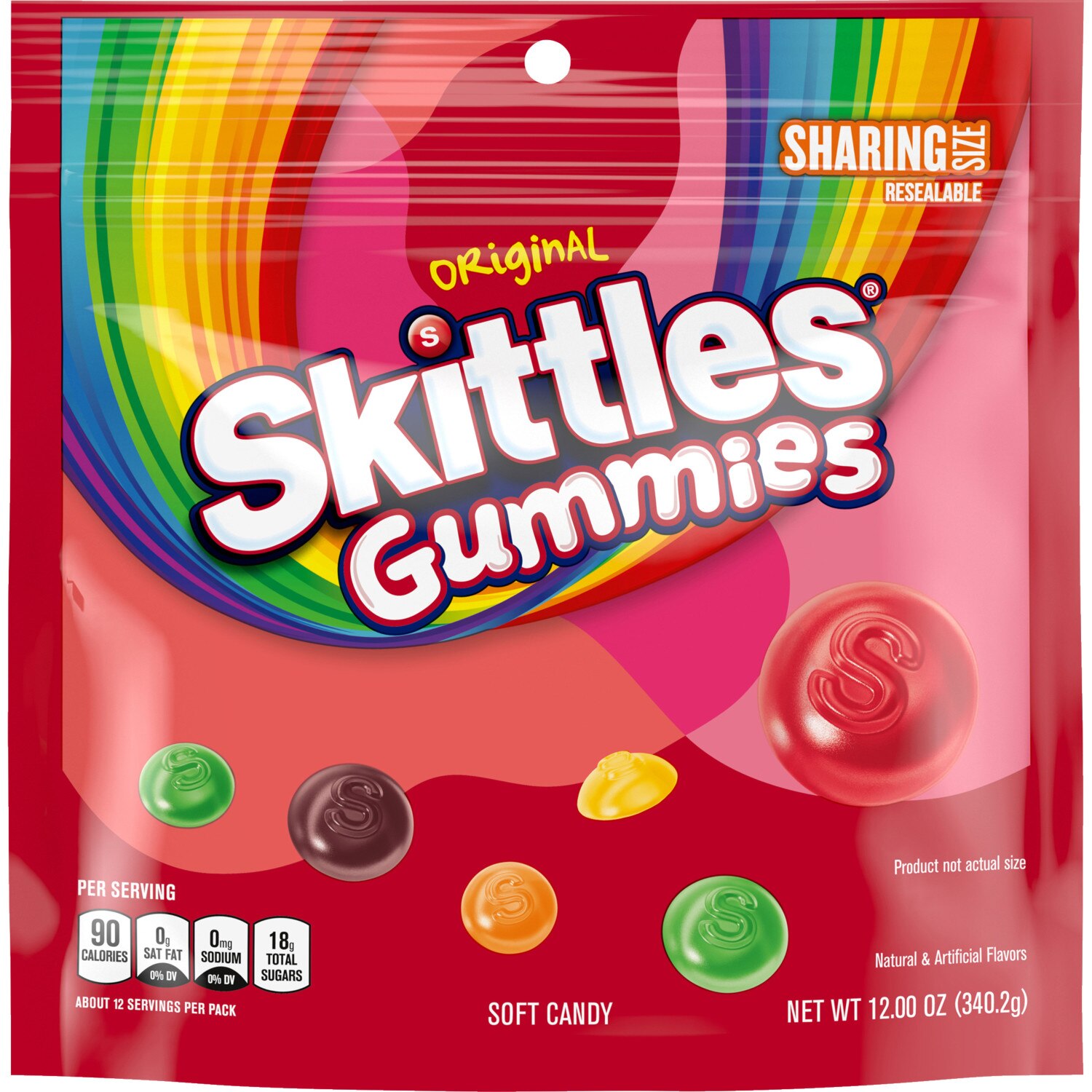 SKITTLES Original Gummy Candy, Sharing Size, 12 oz Bag