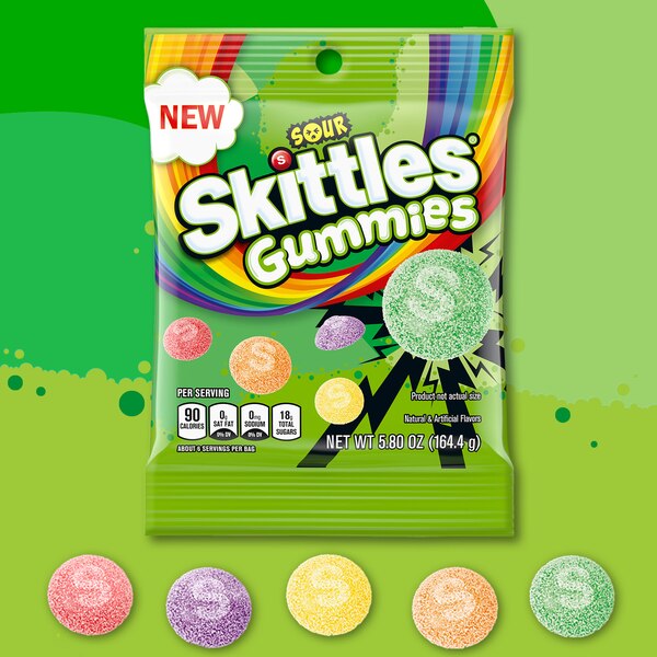 Skittles Sour Gummies Chewy Candy Assortment, 5.8 OZ