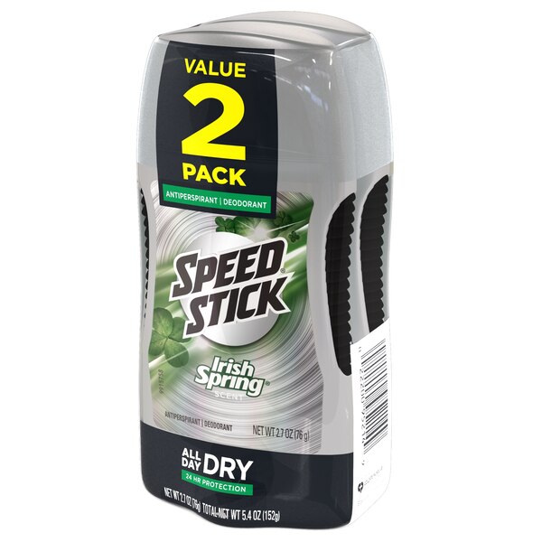 Speed Stick Irish Spring 24-Hour Antiperspirant & Deodorant, Stick Original, 2.7 OZ, 2 Pack