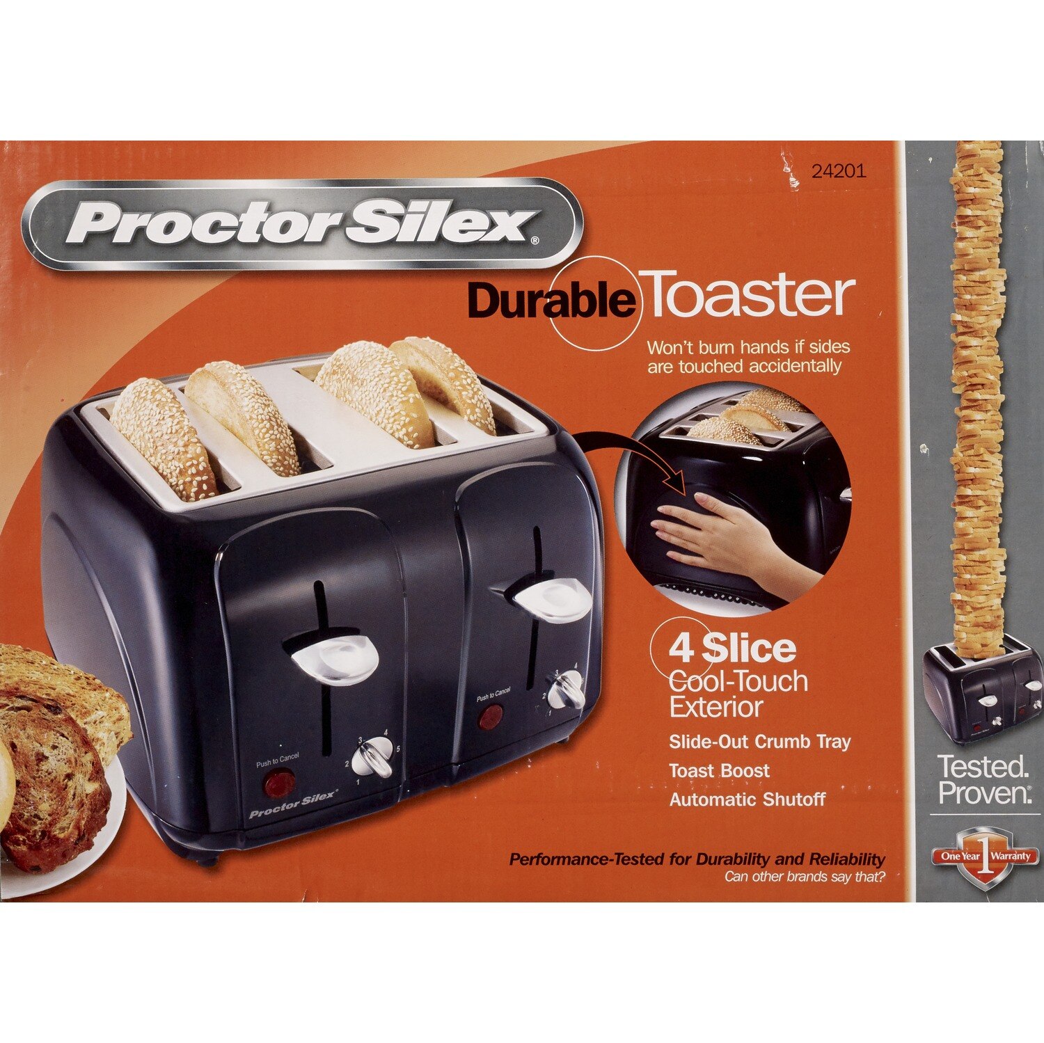 Proctor Silex - Tostadora duradera para 4 rodajas, exterior frío