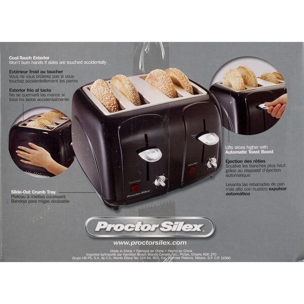 Proctor Silex - Tostadora duradera para 4 rodajas, exterior frío