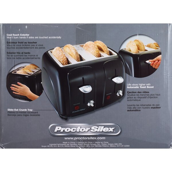 Proctor Silex - Tostadora duradera para 4 rodajas, exterior frío