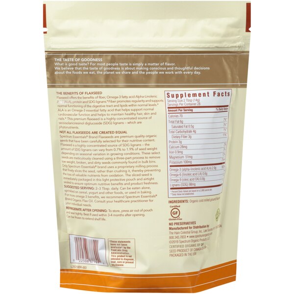Spectrum Essentials Cold Milled Organic Ground Premium Flax Seed, 14OZ