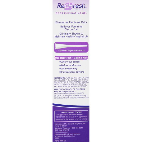 RepHresh - Aplicadores de gel vaginal prellenados, 4 u.