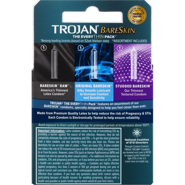 Trojan BareSkin The EveryThin Pack Condoms, 3 CT