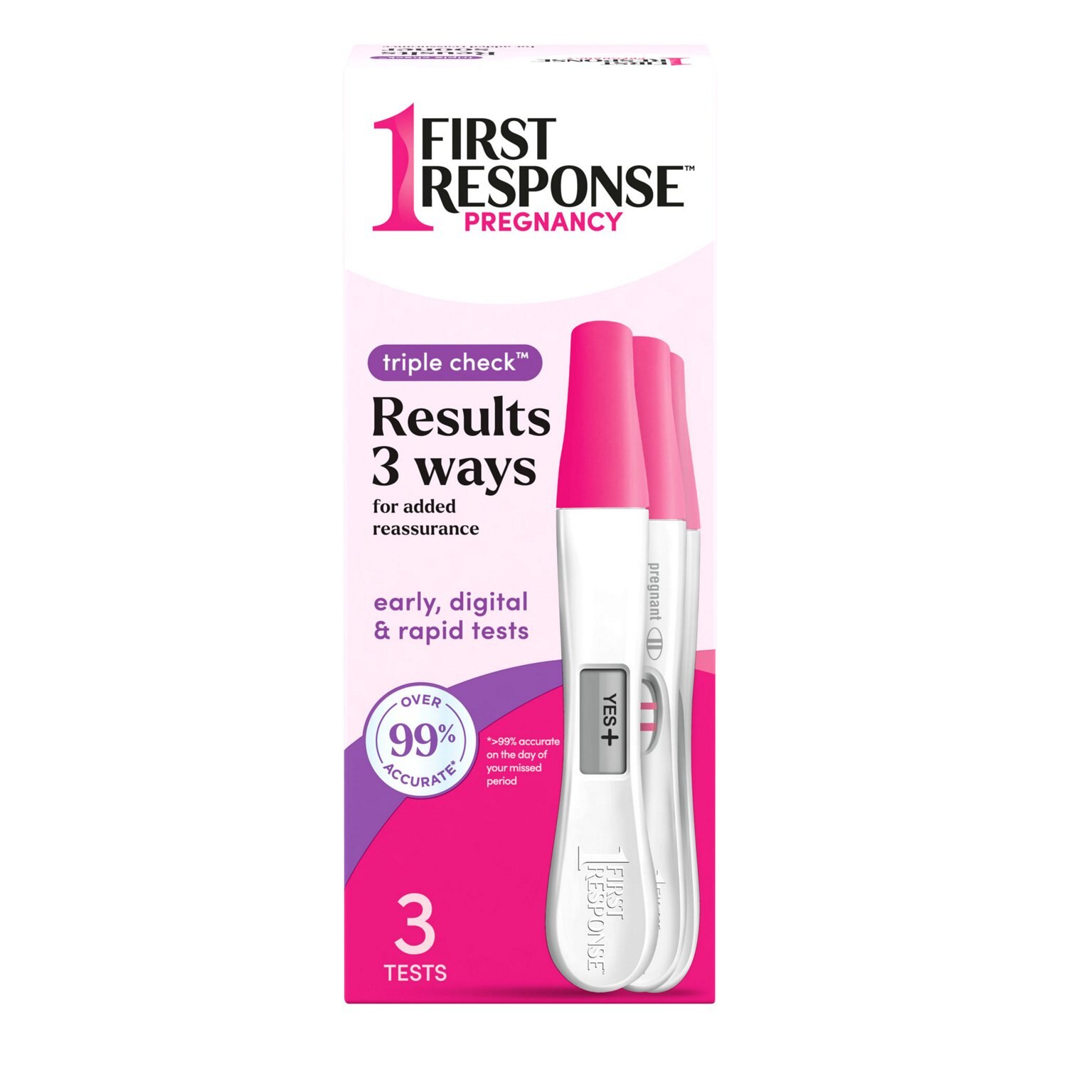 First Response Triple Check Pregnancy Test Kit, 3 CT image.