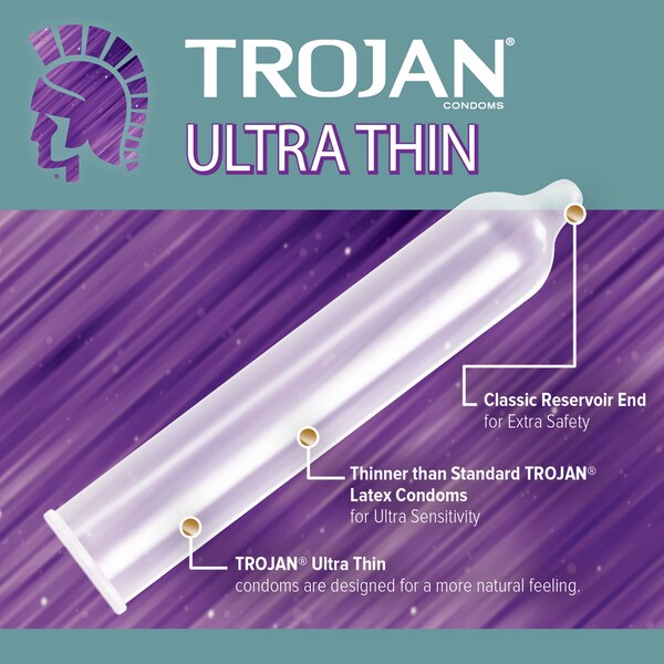 Trojan Ultra Thin, Lubricant Latex Condoms, 12 CT