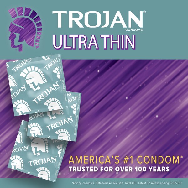 Trojan Ultra Thin, Lubricant Latex Condoms, 12 CT