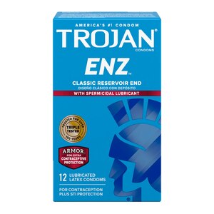 Trojan Enz Spermicidal Lubricant Latex Condoms, 36 Count, 12 Count