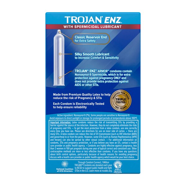 Trojan Enz Spermicidal Lubricant Latex Condoms