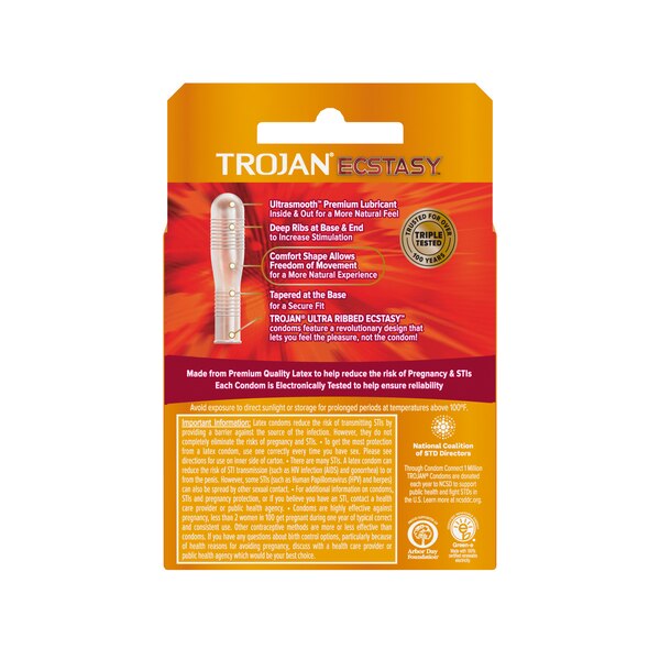 Trojan Ecstasy UltraSmooth Ultra Ribbed Premium Latex Condoms
