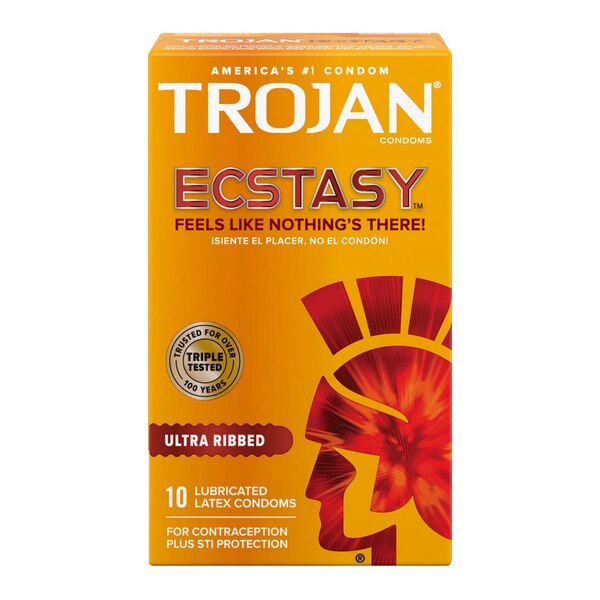 Trojan Ecstasy UltraSmooth - Condones premium de látex ultraestriados