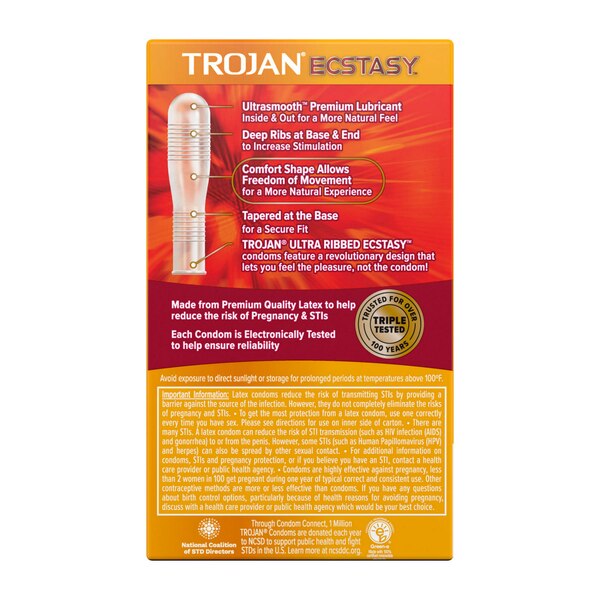 Trojan Ecstasy UltraSmooth Ultra Ribbed Premium Latex Condoms