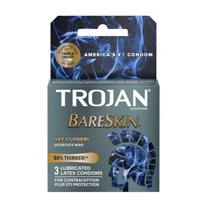 Trojan BareSkin Premium Lubricant Latex Condoms, 3 Count, 10 Count, 24 Count