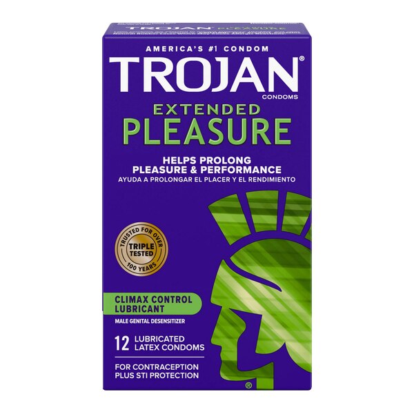 Trojan Extended Pleasure Lubricated Latex Condoms, 12 CT