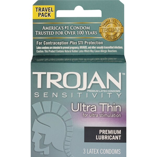 Trojan Ultra Thin Condoms, Travel Pack, 3 CT