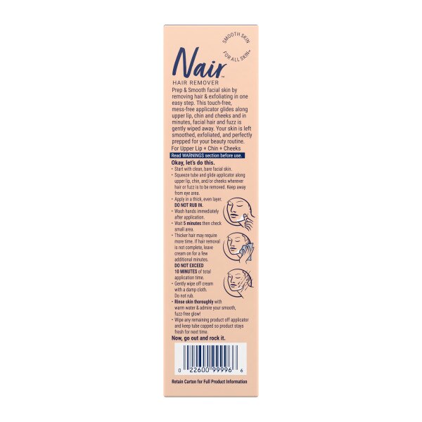 Nair Sensitive Formula Prep & Smooth Face Hair Remover, Coconut Milk & Collagen