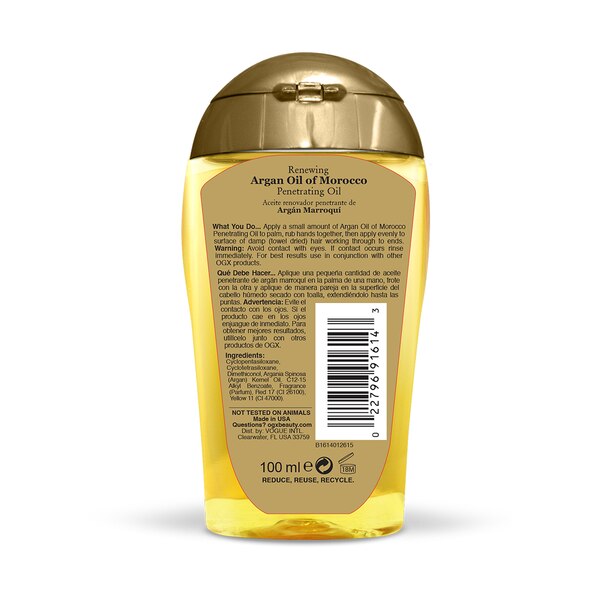 OGX Renewing - Aceite penetrante con aceite de argán de Marruecos, 3.3 oz