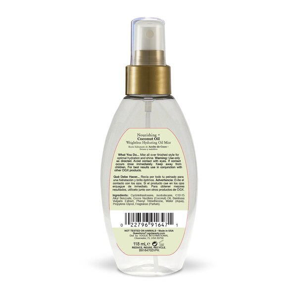 OGX Nourishing Coconut Oil Weightless Hydrating Oil Mist, 4 OZ