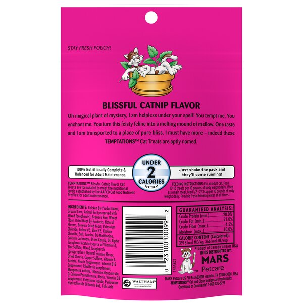 Temptations Classic Treats for Cats, Blissful Catnip Flavor, 3 OZ