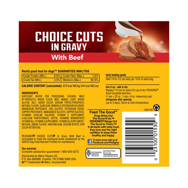 Pedigree Choice Cuts in Gravy With Beef Canned Dog Food
