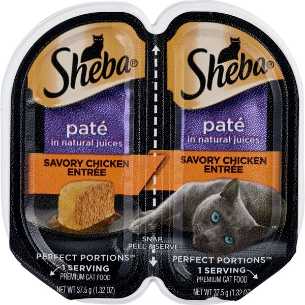 Sheba Perfect Portions Wet Cat Food Pate, Savory Chicken Entree, 2 Servings