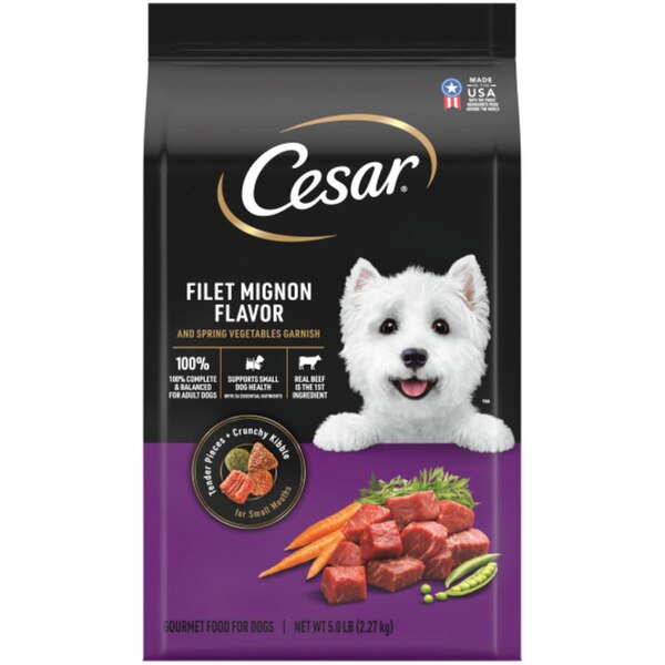 Cesar Dry Dog Food, Filet Mignon Flavor with Vegetables, 5 lb