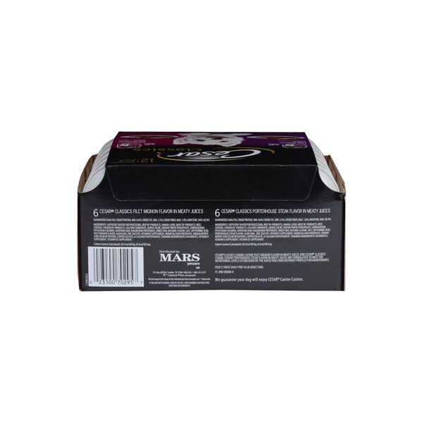 Cesar Canine Cuisine - Paquete surtido de alimento para perros, sabor Filet Mignon y Porterhouse Steak, 12 u
