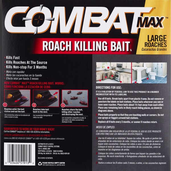 Combat Max Large Roach Killing Bait, 8 CT