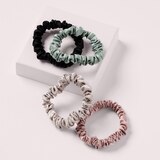 The Hair Edit Ruched Ribbon Skinny Satin Scrunchies, 4 CT, thumbnail image