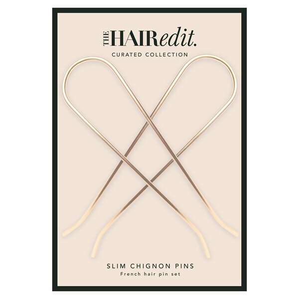 The Hair Edit Slim Chignon Hair Pins, Gold, 2 CT