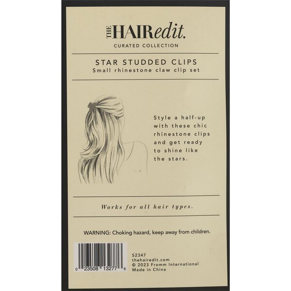 The Hair Edit Star Studded Rhinestone Claw Clips Set, 2 CT