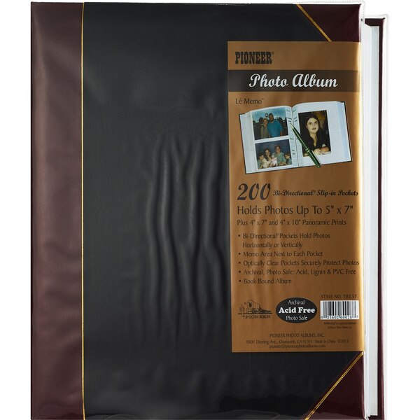 Pioneer Photo Albums Ledger Series Two-Tone Leatherette 200 pkt 5x7 Photo Album, Assorted Colors