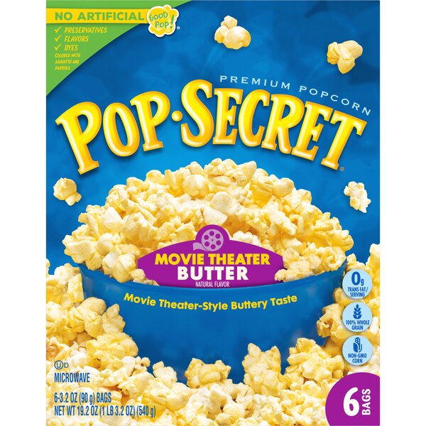Pop Secret Movie Theater Butter Microwave Popcorn, 6 ct, 3.2 oz