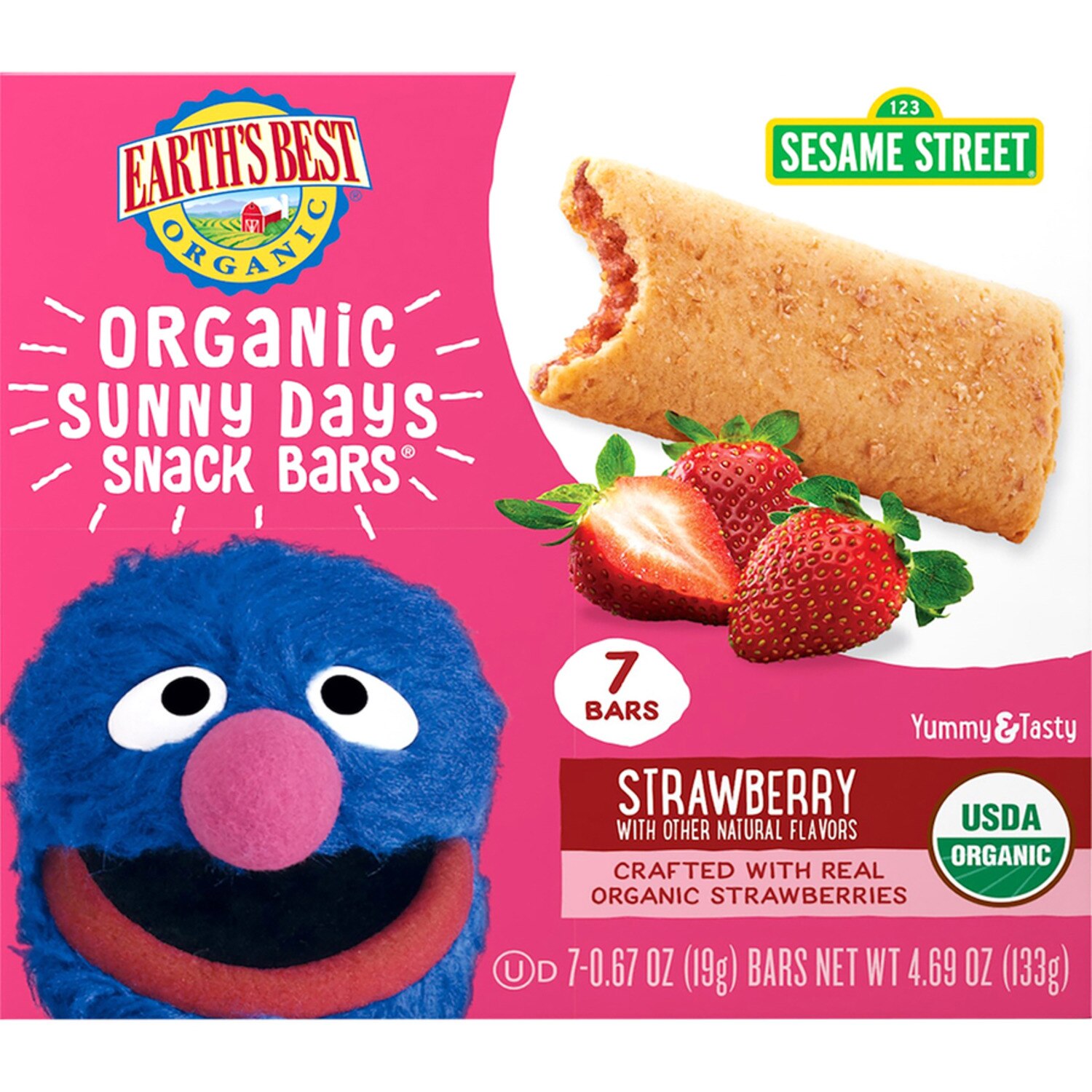 Earth's Best, Sesame Street Sunny Days Organic Strawberry Snack Bars, 7 CT