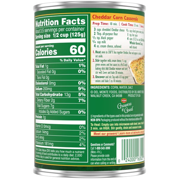 Del Monte Fresh Cut Golden Sweet Whole Kernel Corn, 15.25 oz