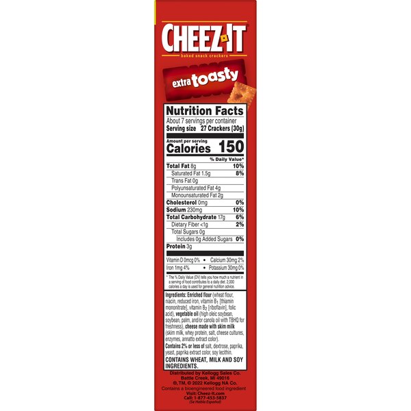 Cheez-It Extra Toasty Cheese Crackers, 7 oz