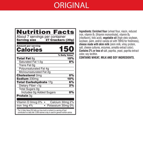 Cheez-It Original Cheese Crackers Grab Bag, 7 oz