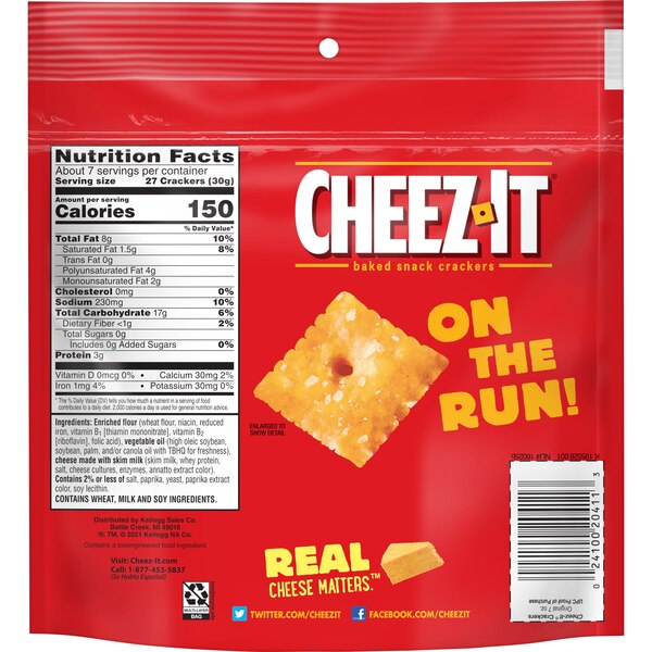 Cheez-It Original Cheese Crackers Grab Bag, 7 oz