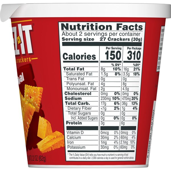 Cheez-It Original Cheese Crackers Cup, 2.2 oz