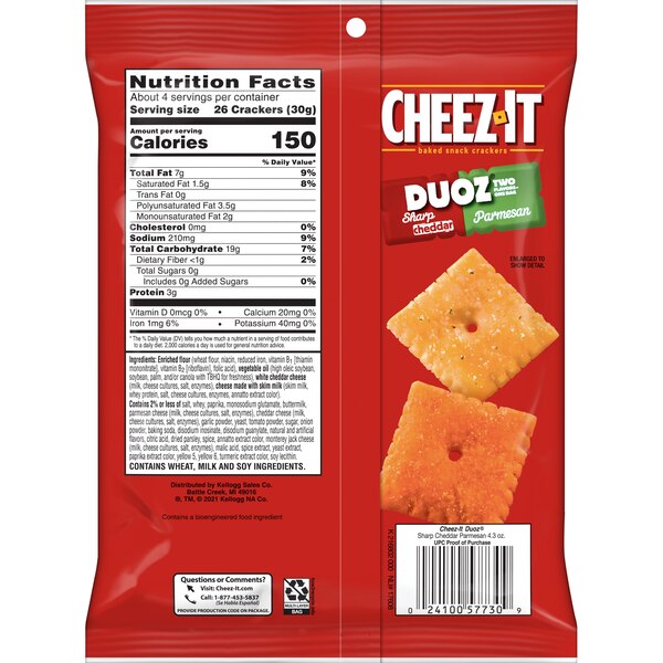 Cheez-It DUOZ Sharp Cheddar & Parmesan Cheese Crackers, 4.3 oz