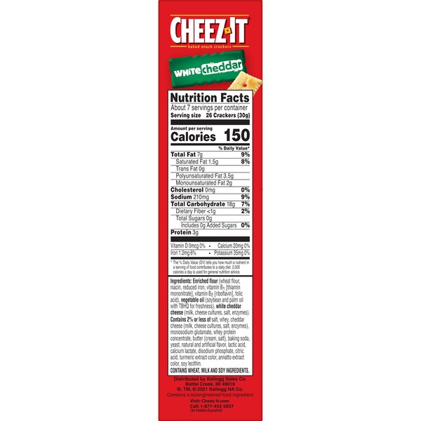 Cheez-It White Cheddar Cheese Crackers, 7 oz